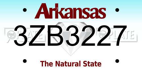3ZB3227 Arkansas License Plate