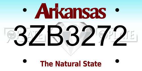 3ZB3272 Arkansas License Plate