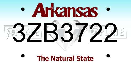 3ZB3722 Arkansas License Plate