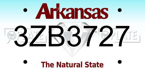3ZB3727 Arkansas License Plate