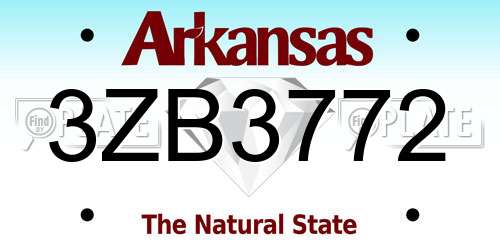 3ZB3772 Arkansas License Plate