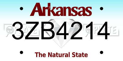 3ZB4214 Arkansas License Plate