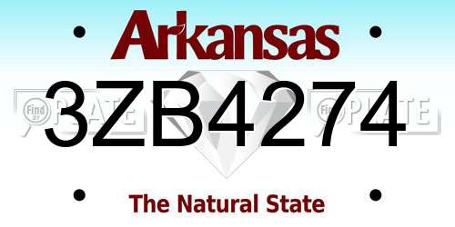 3ZB4274 Arkansas License Plate