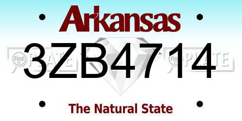 3ZB4714 Arkansas License Plate