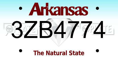 3ZB4774 Arkansas License Plate