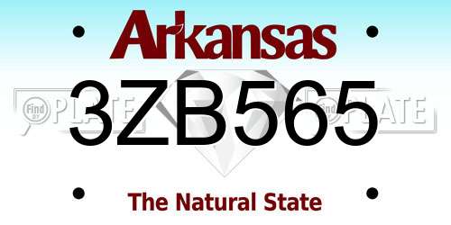 3ZB565 Arkansas License Plate