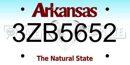 3ZB5652 Arkansas License Plate