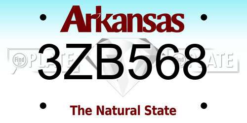 3ZB568 Arkansas License Plate
