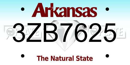 3ZB7625 Arkansas License Plate