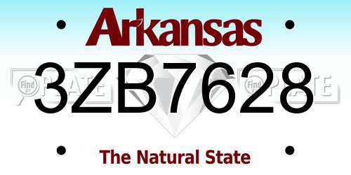 3ZB7628 Arkansas License Plate