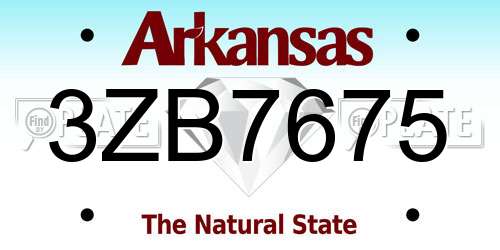 3ZB7675 Arkansas License Plate