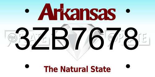 3ZB7678 Arkansas License Plate