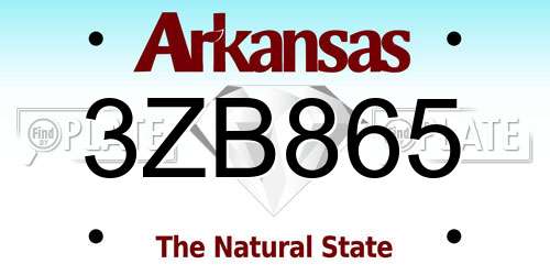 3ZB865 Arkansas License Plate