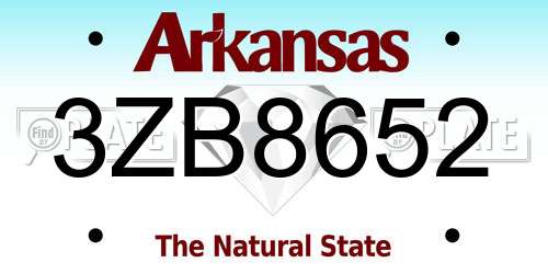 3ZB8652 Arkansas License Plate