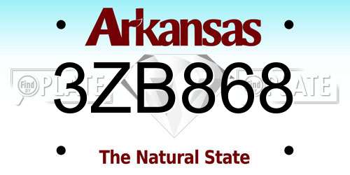 3ZB868 Arkansas License Plate