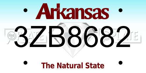 3ZB8682 Arkansas License Plate