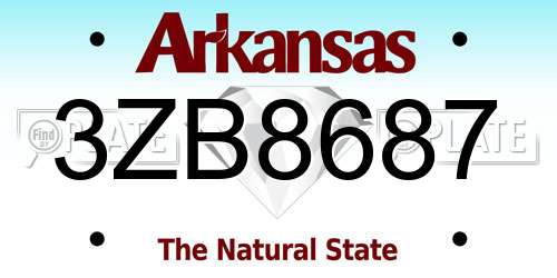 3ZB8687 Arkansas License Plate