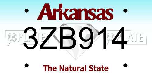 3ZB914 Arkansas License Plate
