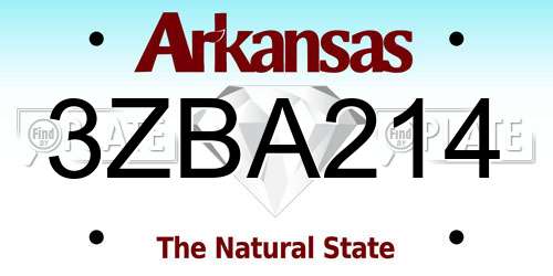 3ZBA214 Arkansas License Plate
