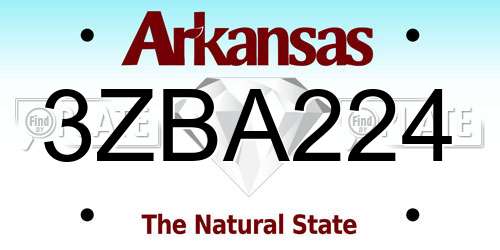 3ZBA224 Arkansas License Plate