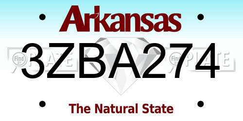 3ZBA274 Arkansas License Plate