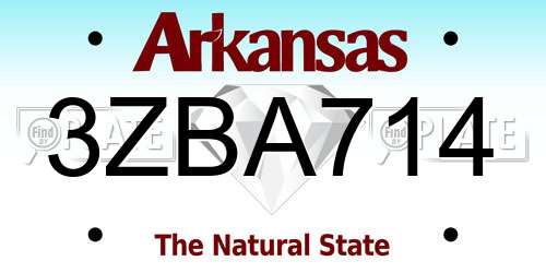 3ZBA714 Arkansas License Plate