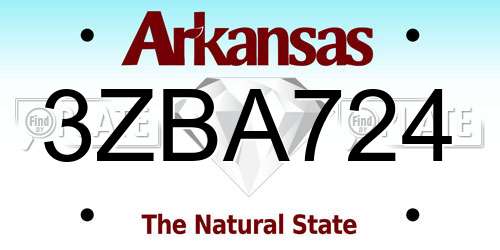 3ZBA724 Arkansas License Plate