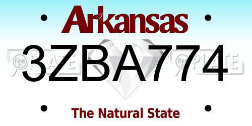 3ZBA774 Arkansas License Plate