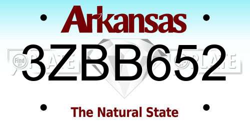 3ZBB652 Arkansas License Plate