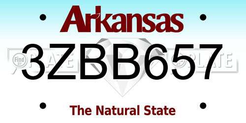 3ZBB657 Arkansas License Plate