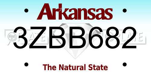 3ZBB682 Arkansas License Plate
