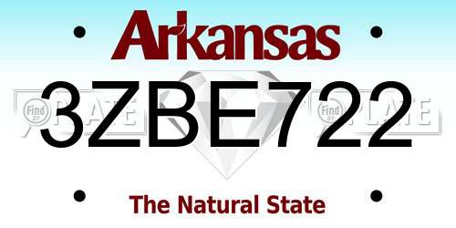 3ZBE722 Arkansas License Plate