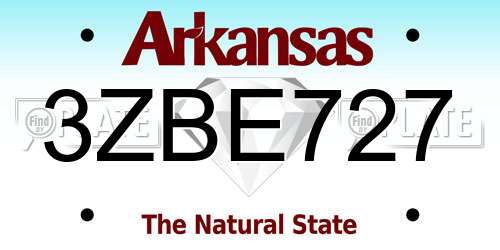 3ZBE727 Arkansas License Plate