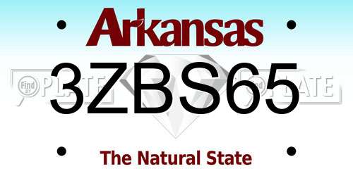 3ZBS65 Arkansas License Plate