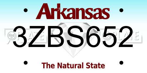 3ZBS652 Arkansas License Plate