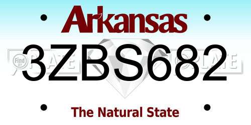 3ZBS682 Arkansas License Plate