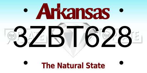3ZBT628 Arkansas License Plate