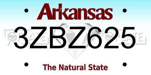 3ZBZ625 Arkansas License Plate