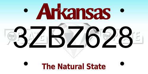 3ZBZ628 Arkansas License Plate