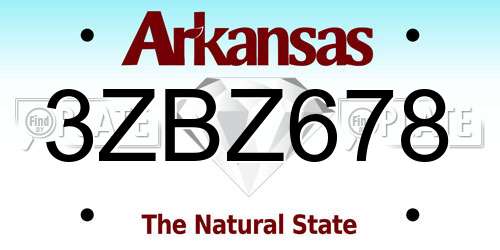 3ZBZ678 Arkansas License Plate