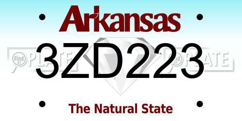 3ZD223 Arkansas License Plate