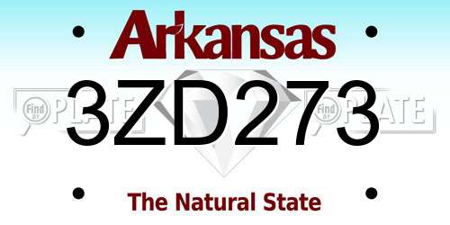 3ZD273 Arkansas License Plate