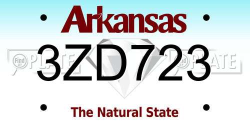 3ZD723 Arkansas License Plate