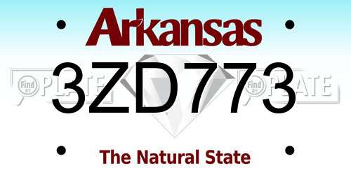 3ZD773 Arkansas License Plate
