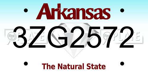 3ZG2572 Arkansas License Plate