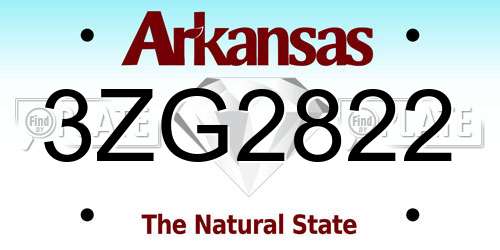3ZG2822 Arkansas License Plate