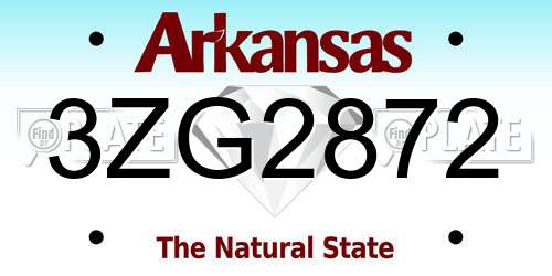 3ZG2872 Arkansas License Plate