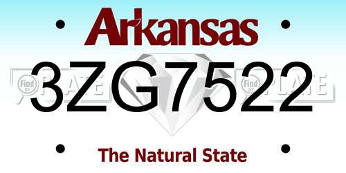 3ZG7522 Arkansas License Plate