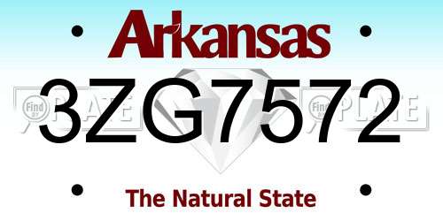 3ZG7572 Arkansas License Plate