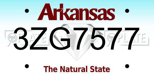 3ZG7577 Arkansas License Plate